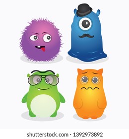 A set of cute monster template vector design