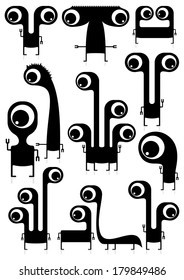 Set of cute monsters