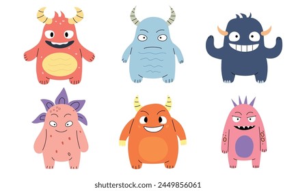 Set of cute monsters character design