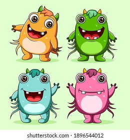 Set of cute monsters character illustration	