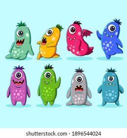 Set of cute monsters character illustration	