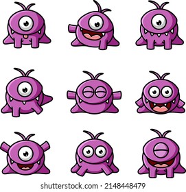 Set of cute monsters character illustration