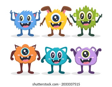 Set of cute monsters design illustration