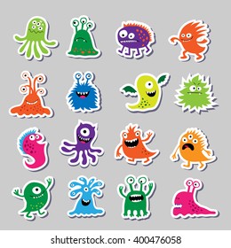 Set of cute monsters in the form of a stickers