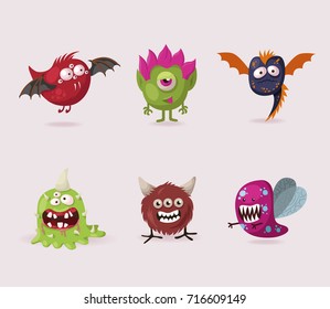 set of cute monsters for Halloween. vector