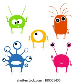 set of cute monsters isolated on white