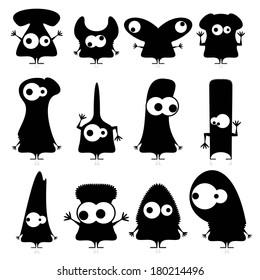 set of cute monsters isolated on white