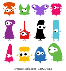set of cute monsters isolated on white