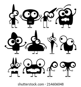 Set of cute monsters isolated on white