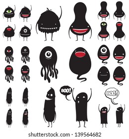 Set of cute  monsters with many expressions for Halloween and scrapbooking