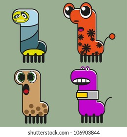 set of cute monsters number 4