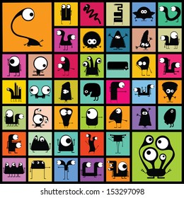 Set of cute monsters. vector 