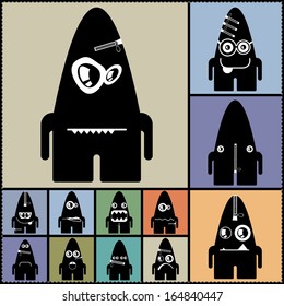 Set of cute monsters. vector