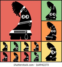 Set of cute monsters. vector