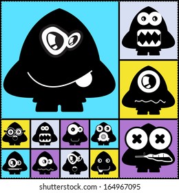 Set of cute monsters. vector