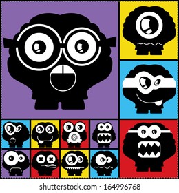 Set of cute monsters. vector