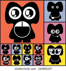 Set of cute monsters. vector
