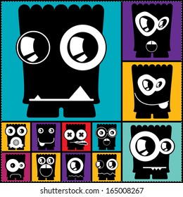 Set of cute monsters. vector