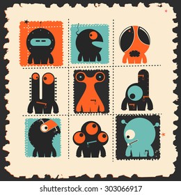 set of cute monsters. vector illustration
