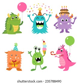 Set of cute monsters for your Birthday design.