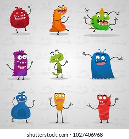 set of cute mosnter character use for logo or mascot