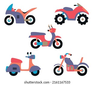 Set of cute motorcycle . vector illustration