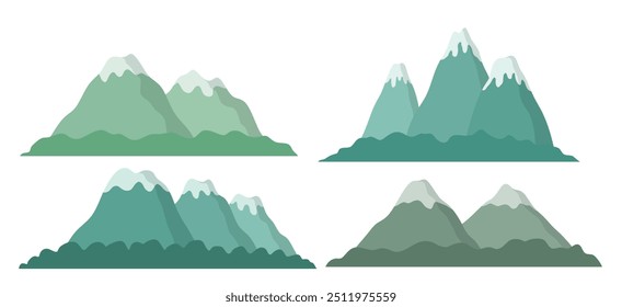 Set of cute mountain vector. cute cartoon style.