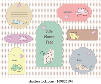 set of cute mouse labels for baby showers or gift tags