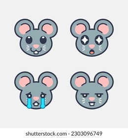 Set of Cute Mouse Stickers