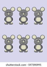Set of cute mouses expressing different emotions