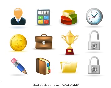 Set of Cute Multimedia and Interface Icons on White Background . Isolated Vector Illustration