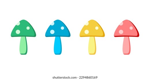 Set cute mushroom icon flat vector design