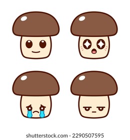 Set of Cute Mushroom Stickers