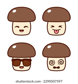 Set of Cute Mushroom Stickers