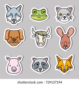 set cute natural animals design