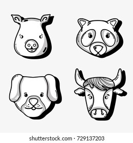 set cute natural animals design
