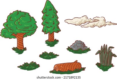Set von süßer Naturlandschaft, Vektorgrafik