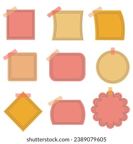 Set Of Cute Note Paper With Washi Tape