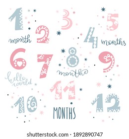 Set of cute numbers in hand drawn style