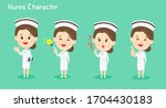 Set Cute Nurse Character Vector