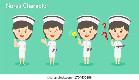 Set Cute Nurse Character Vector