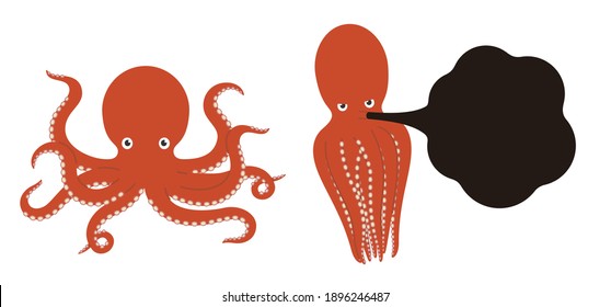 A set of cute octopus illustrations. Vector data on a white background.