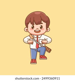 Conjunto de trabajadores de oficina lindos feliz baile kawaii chibi personaje mascota ilustración