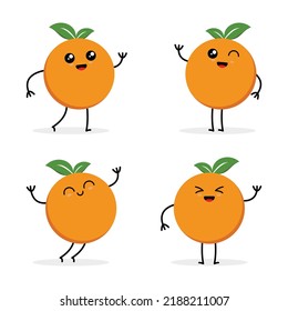 Set Cute Orange Character Vector Illustrations Stock Vector (Royalty ...