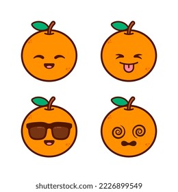Set of Cute Orange Stickers