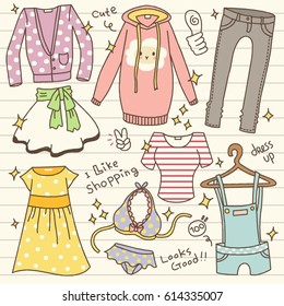 Set of Cute Outfit Doodle 