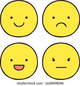 Set of cute outlined facial expressions