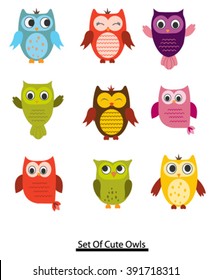 set of cute owl