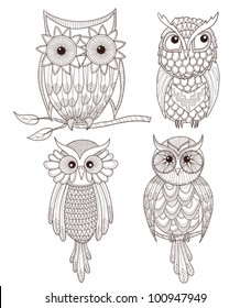 Set of cute owls.
