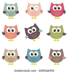 set of cute owls